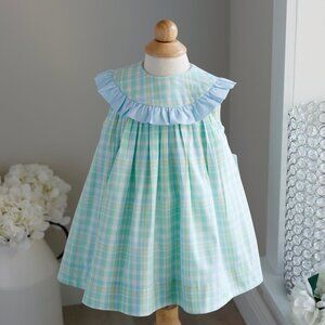 Green & Blue Pastel Float Dress Ruffle Collar Bailey Boys 9 Months Like New